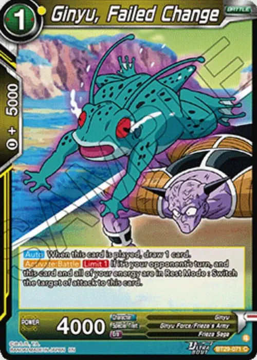 Ginyu, Failed Change card art