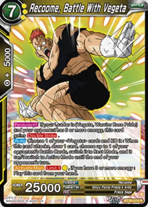 Recoome, Battle With Vegeta card art