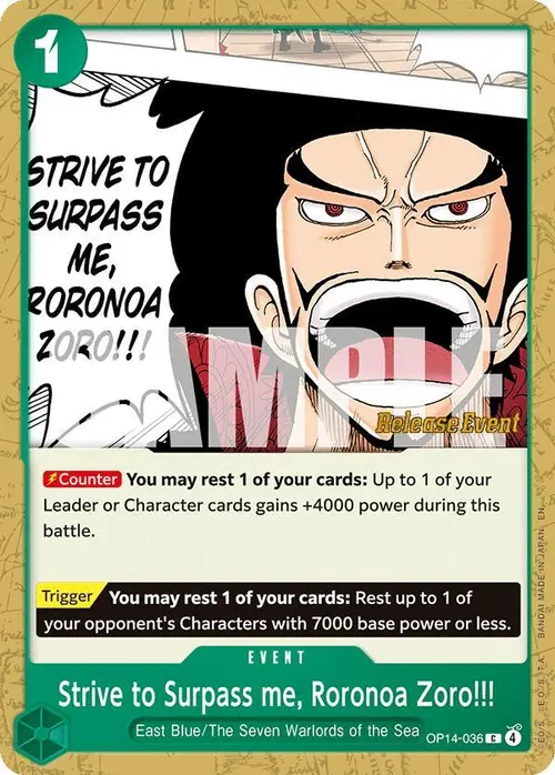Strive to Surpass me, Roronoa Zoro!!! card art