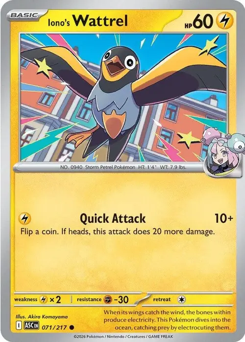 Iono's Wattrel - 071/217 card art