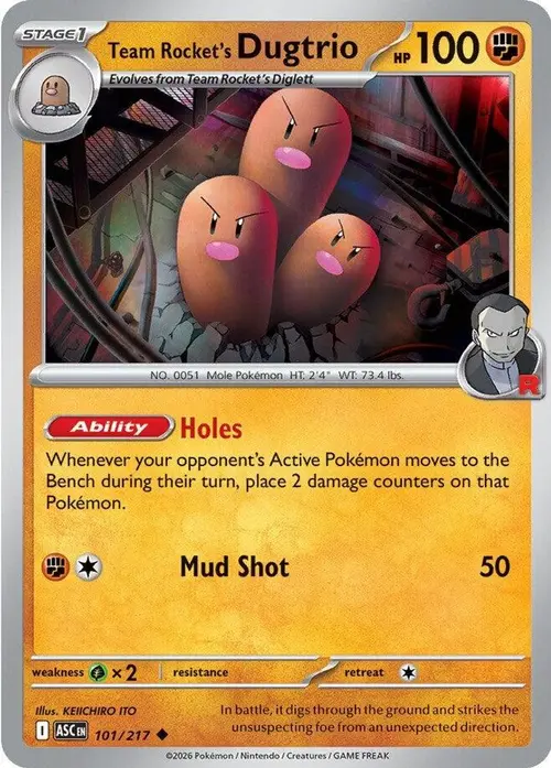 Team Rocket's Dugtrio - 101/217 card art