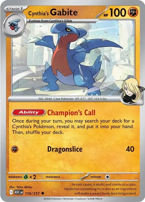 Cynthia's Gabite card art