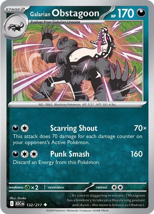 Galarian Obstagoon - 132/217 card art