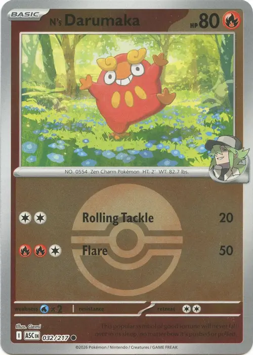 N's Darumaka (Poke Ball) card art
