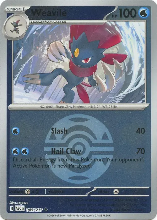 Weavile - 045/217 (Dusk Ball) card art