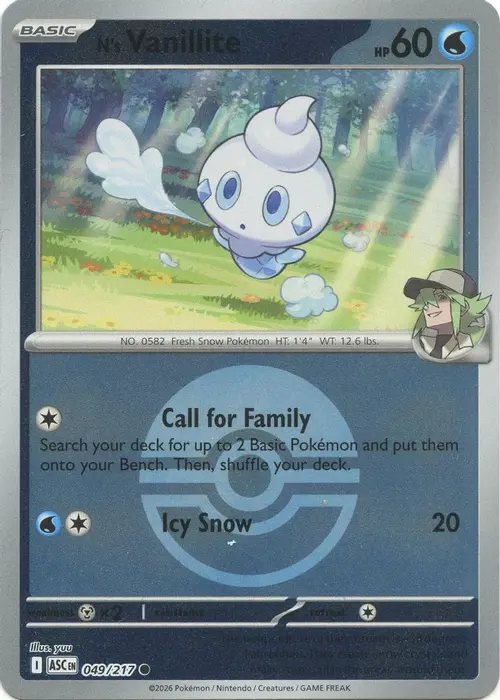 N's Vanillite (Poke Ball) card art