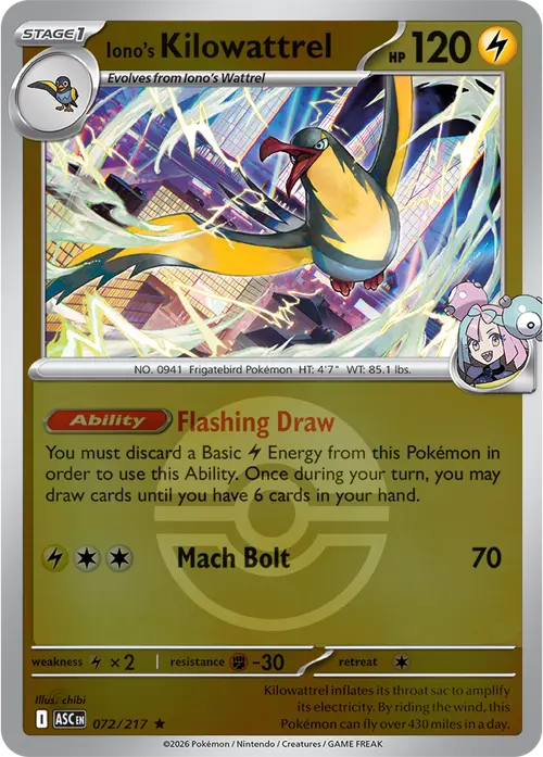 Iono's Kilowattrel (Poke Ball) card art