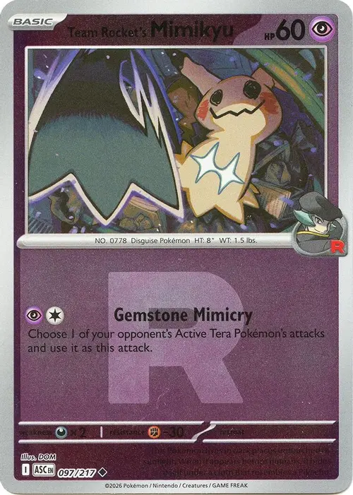 Team Rocket's Mimikyu - 097/217 (Team Rocket) card art