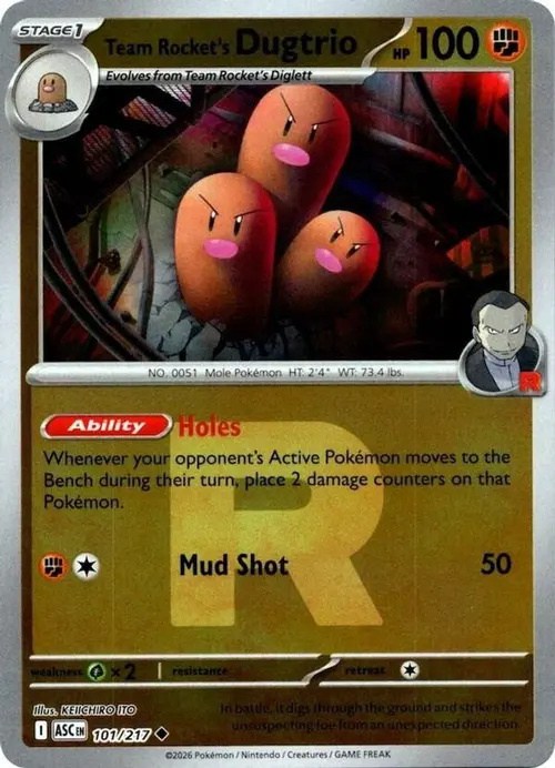 Team Rocket's Dugtrio - 101/217 (Team Rocket) card art