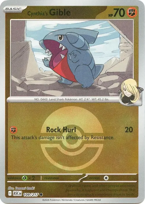Cynthia's Gible (Poke Ball) card art