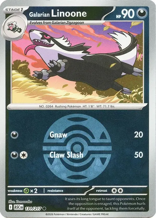 Galarian Linoone (Dusk Ball) card art