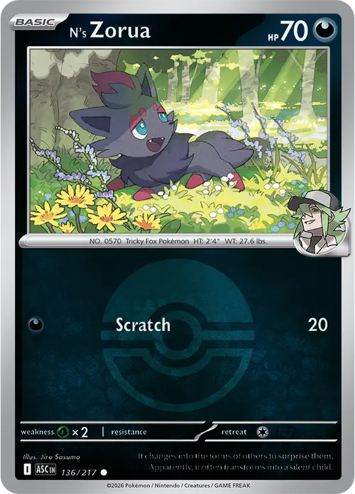 N's Zorua (Poke Ball) card art