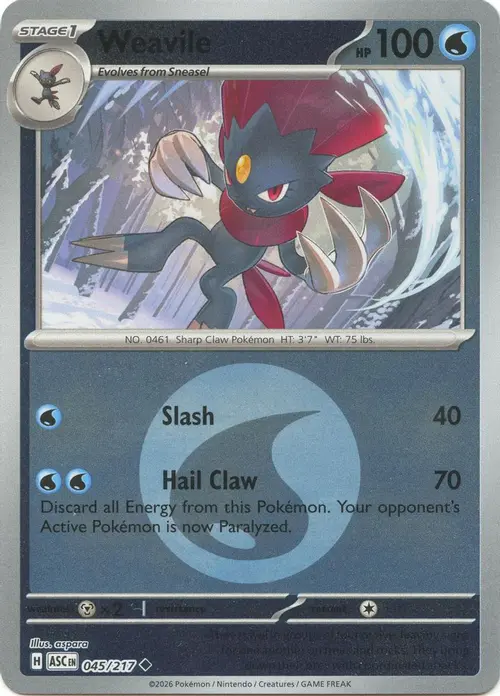 Weavile - 045/217 (Energy Symbol Pattern) card art