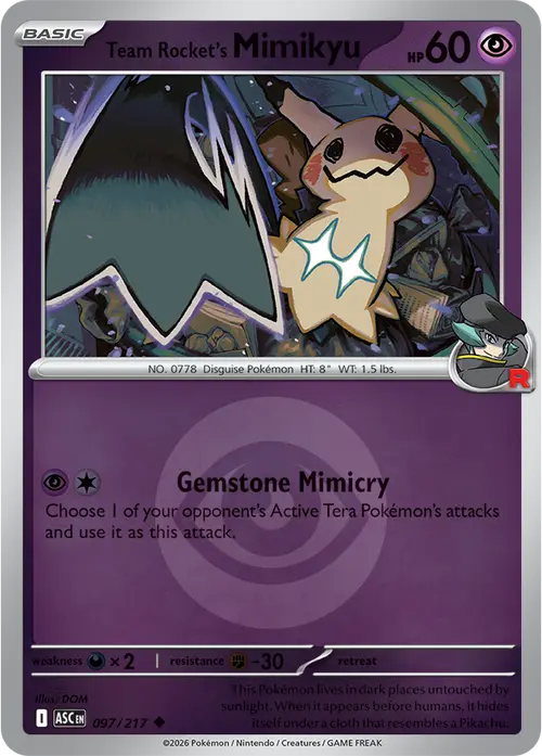 Team Rocket's Mimikyu - 097/217 (Energy Symbol Pattern) card art