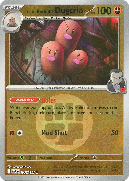 Team Rocket's Dugtrio - 101/217 (Energy Symbol Pattern) card art
