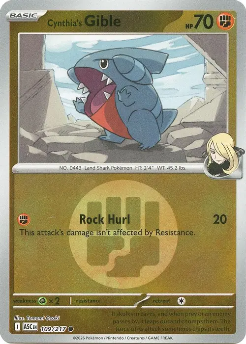 Cynthia's Gible (Energy Symbol Pattern) card art