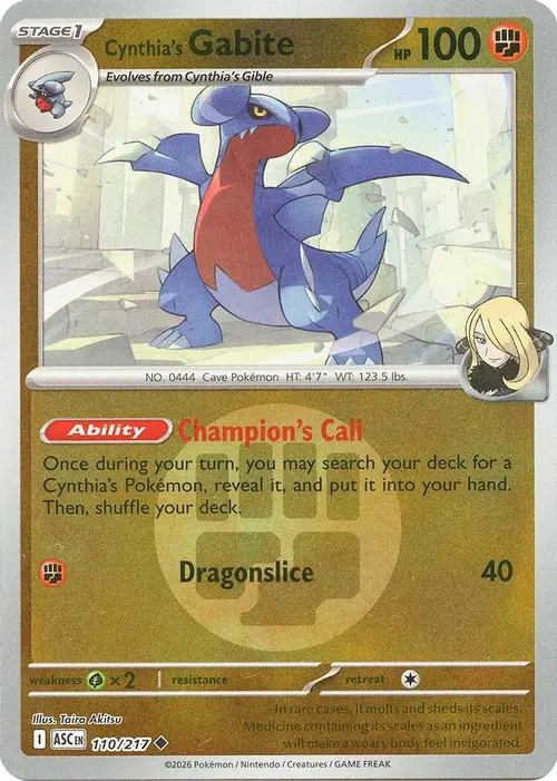 Cynthia's Gabite (Energy Symbol Pattern) card art