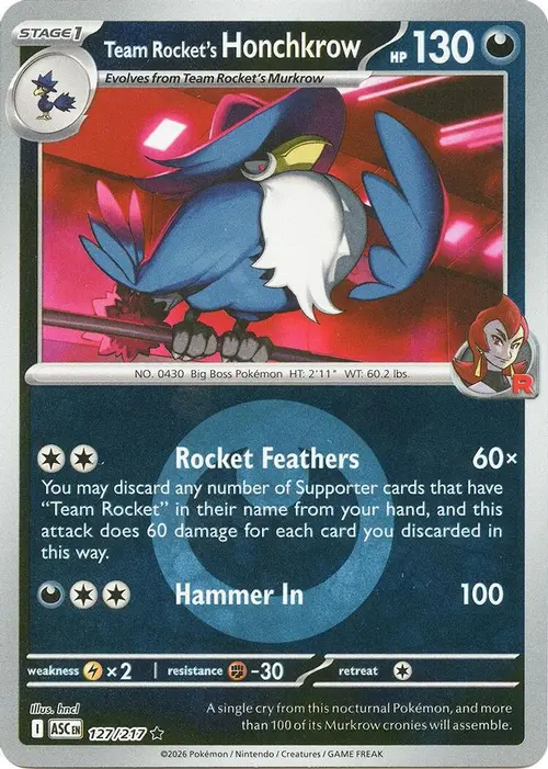 Team Rocket's Honchkrow (Energy Symbol Pattern) card art