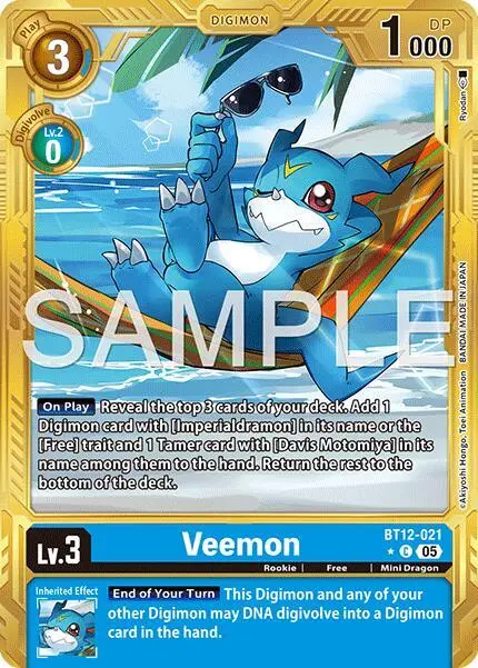 Veemon - BT12-021 (Gold Border) card art
