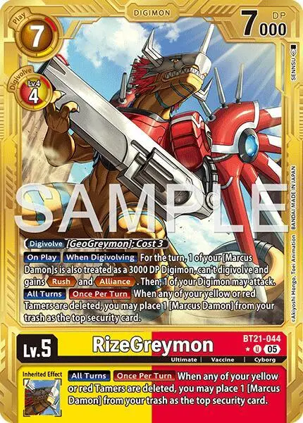 RizeGreymon - BT21-044 (Gold Border) card art