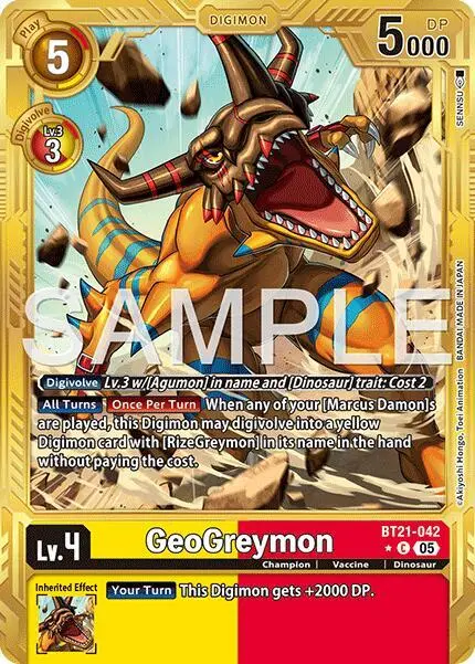GeoGreymon - BT21-042 (Gold Border) card art
