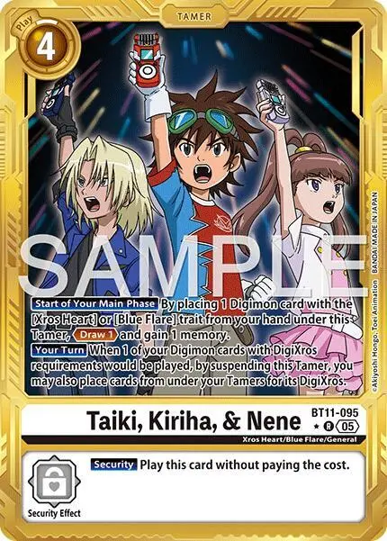 Taiki, Kiriha, & Nene (Gold Border) card art
