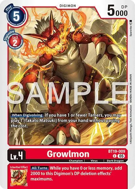 Growlmon - BT19-009 (Reprint) card art