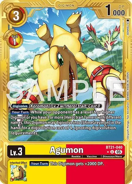 Agumon - BT21-040 (Gold Border) card art