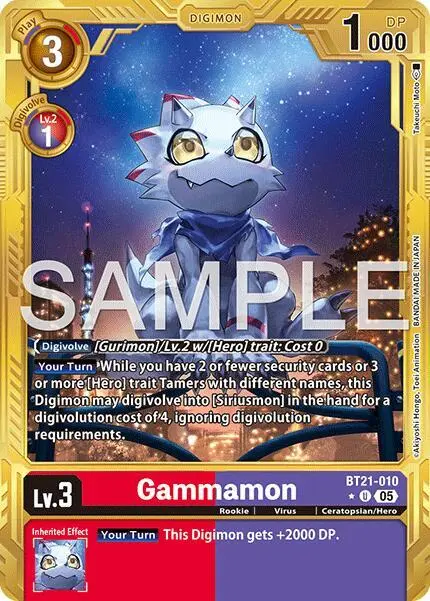 Gammamon - BT21-010 (Gold Border) card art