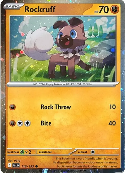 Rockruff - 116/193 (Cosmos Holo) card art