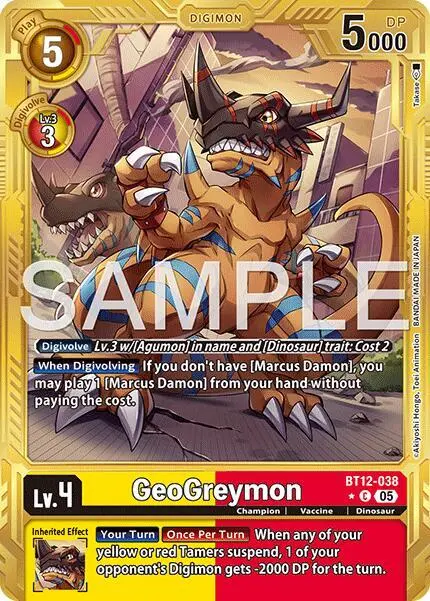 GeoGreymon - BT12-038 (Gold Border) card art