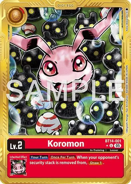 Koromon - BT14-001 (Gold Border) card art