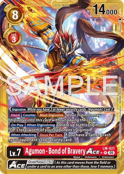 Agumon - Bond of Bravery ACE (Gold Border) card art