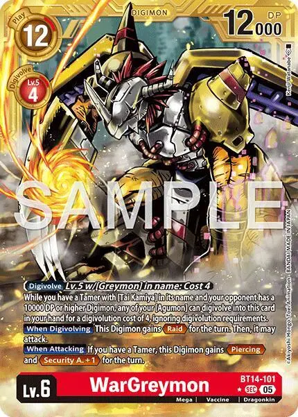 WarGreymon - BT14-101 (Gold Border) card art