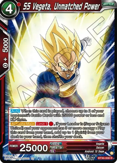 SS Vegeta, Unmatched Power card art