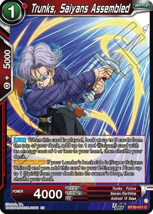 Trunks, Saiyans Assembled card art