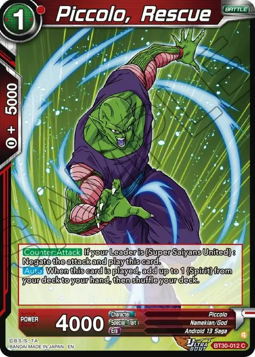 Piccolo, Rescue card art