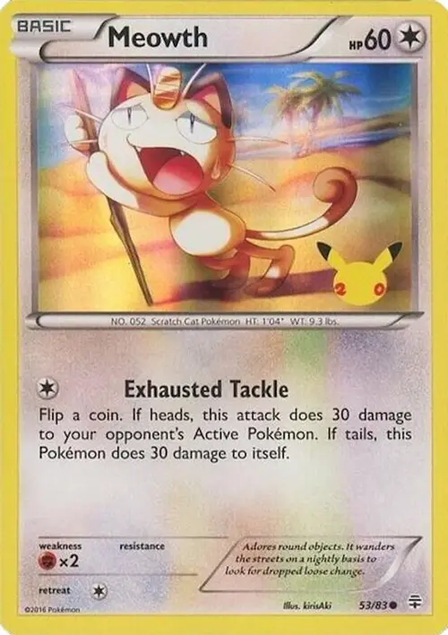 Meowth - 53/83 (20th Anniversary) card art