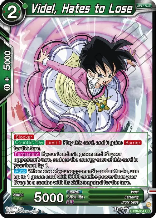 Videl, Hates to Lose card art