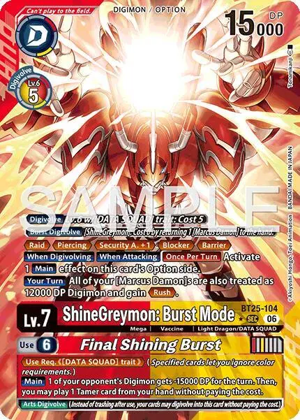 ShineGreymon: Burst Mode // Final Shining Burst (Alternate Art) card art