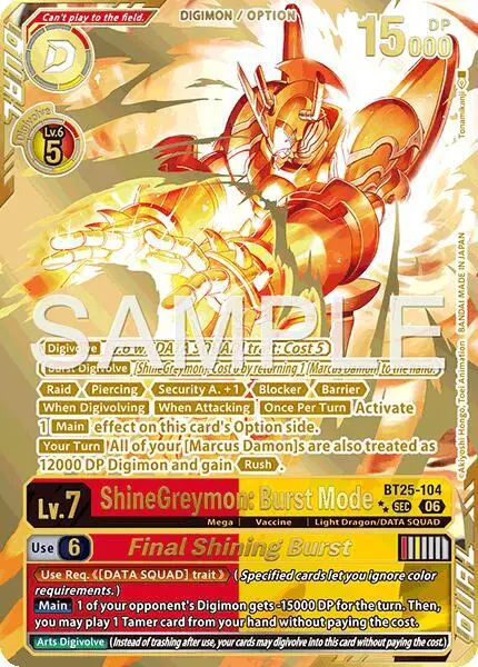 ShineGreymon: Burst Mode // Final Shining Burst (Rare Pull) card art