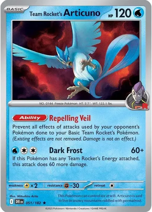 Team Rocket's Articuno - 051/182 (Non-Holo) card art