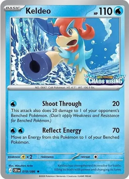 Keldeo - 019/086 (Chaos Rising Stamped) card art