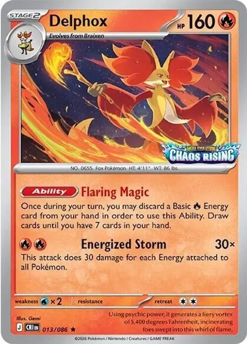 Delphox - 013/086 (Chaos Rising Stamped) card art