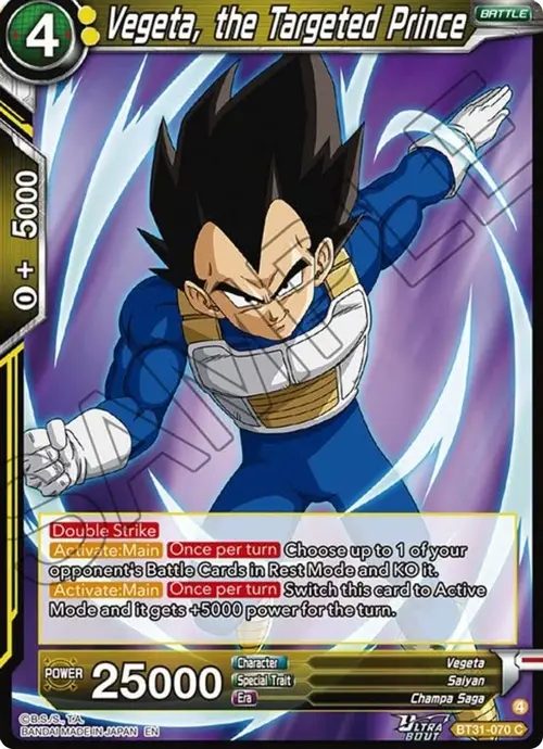 Vegeta, the Targeted Prince card art