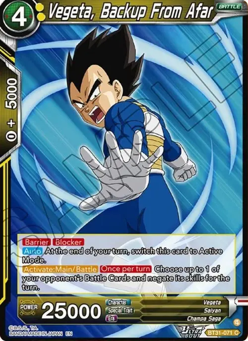 Vegeta, Backup From Afar card art