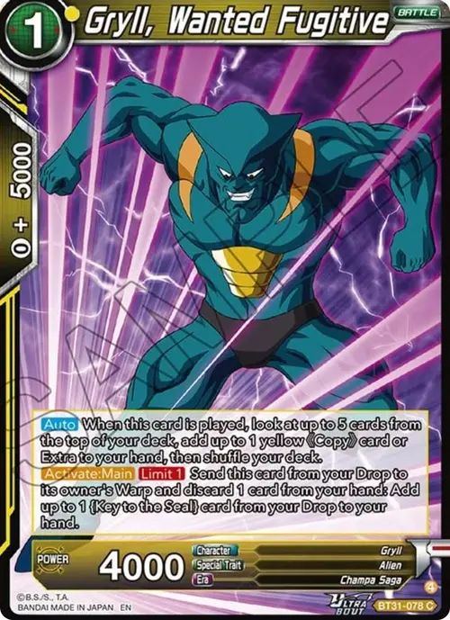Gryll, Wanted Fugitive card art