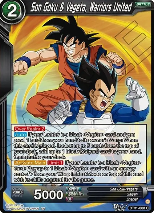 Son Goku & Vegeta, Warriors United card art