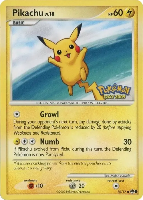Pikachu (Pokemon Day 2009) card art