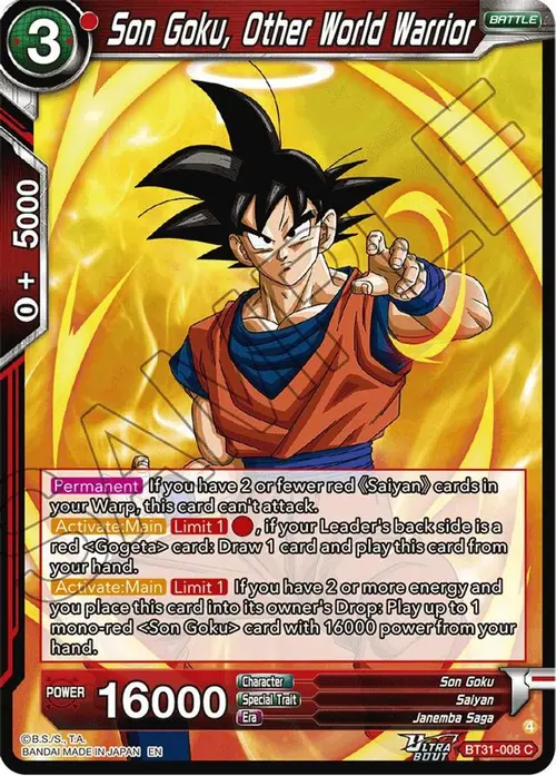 Son Goku, Other World Warrior card art